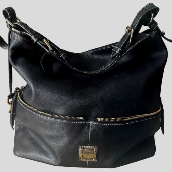 Dooney & Bourke Dillen II Double Zip Hobo Pebbled Leather Bag Gold Hardware - Picture 1 of 13
